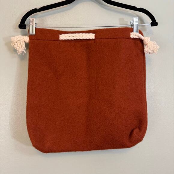 Hudson's Bay Drawstring Bag Burnt Orange Wool Storage Beach Travel Lined NWT - Picture 2 of 9